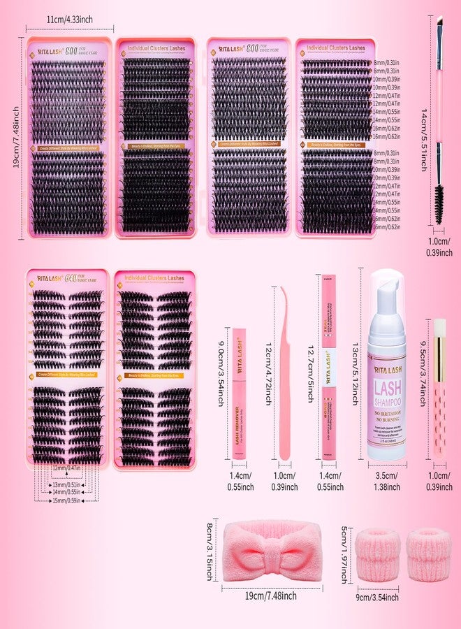 RITALASH Lash Clusters Kit Eyelash Clusters Kit Cat Eye Lashes Large Pack Cluster Eyelash Extensions Lash Extension Kit Pestañas Postizas Naturales with Lash Bond&Seal,Remover,Tweezers,Cleanser(Lash Kit-5) - Image 4